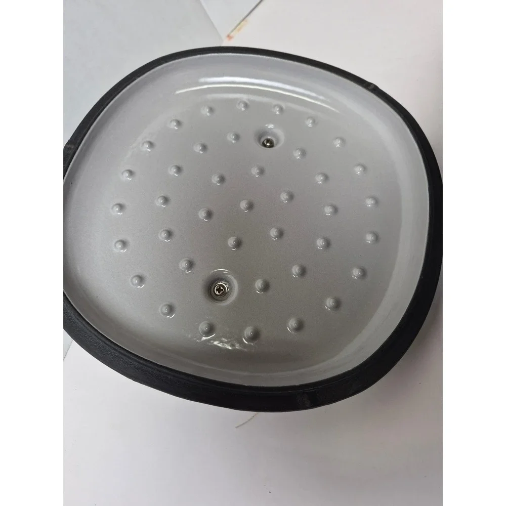 Pampered Chef Gray Enameled Cast Iron Dutch Oven Pot with Lid Gold Handle 2qt